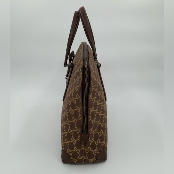 EUC Authentic Gucci Brown Monogram Dome Canvas & Leather Satchel Bag - Picture 4 of 16